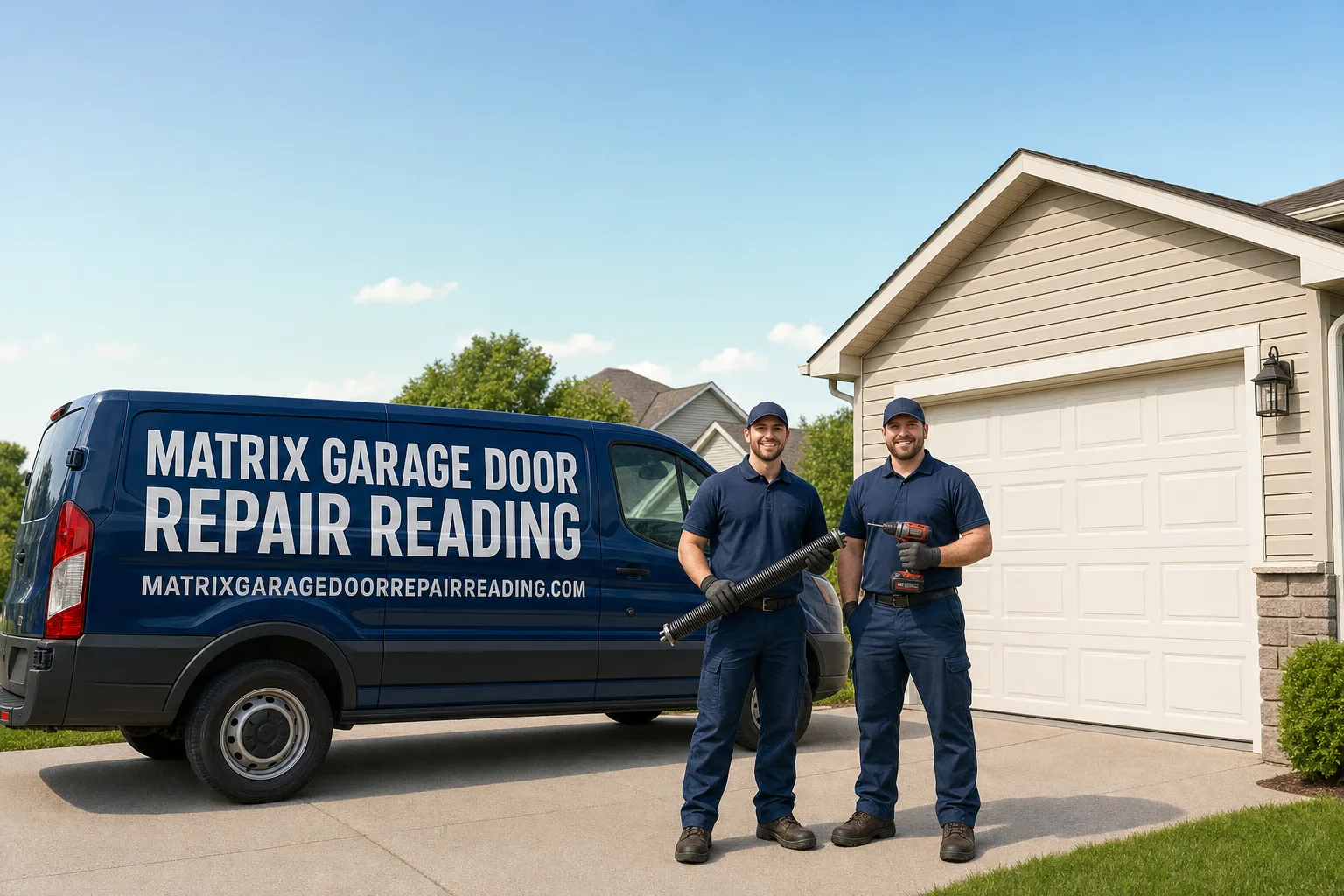 Matrix Garage Door Repair Reading service vehicle and crew in Reading, PA